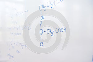Chemical molecule structure on white boar