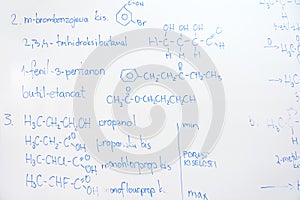 Chemical molecule structure on white boar
