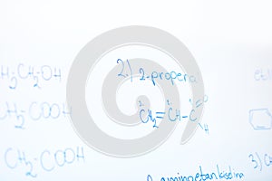 Chemical molecule structure on white boar