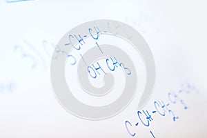 Chemical molecule structure on white boar