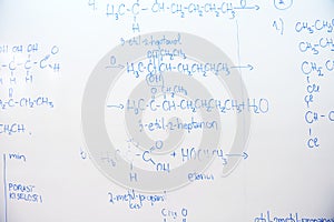 Chemical molecule structure on white boar