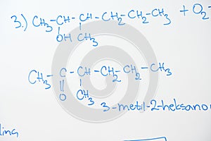 Chemical molecule structure on white boar