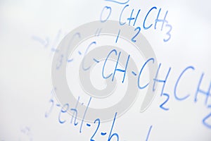 Chemical molecule structure on white boar