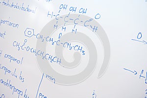 Chemical molecule structure on white boar