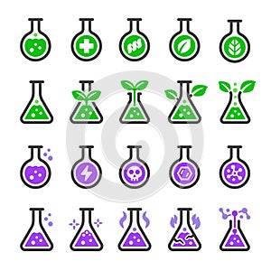 Chemical and non chemical icon set