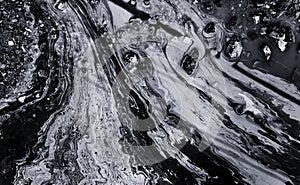 Chemical Oil Spill Abstract in Black and White