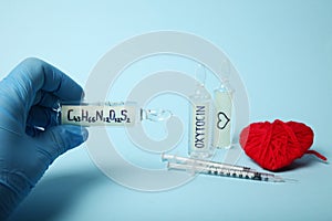 Chemical oxytocin discovery. Love analysis, hormone