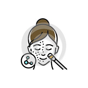 Chemical peeling face color line icon. Pictogram for web page, mobile app, promo.