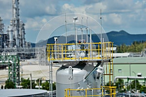 Chemical plant with equipment vessel cylinder.