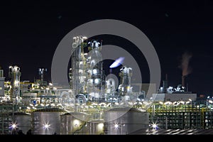 Chemical plant in night photo