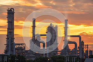 Chemical plant and oil refinery industry with sunrise