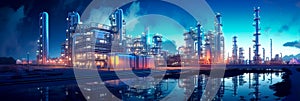 chemical plant with pipes, tanks, and chemical engineers monitoring the production process . Generative AI