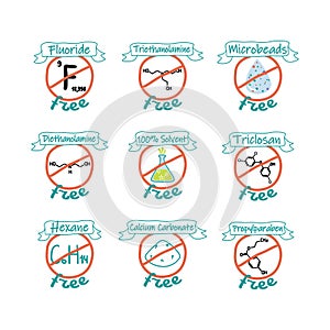 Chemical product quality sign at label design photo