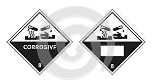 Chemical products that are corrosive to metals, corrosive irritating to skin. Vector graphics