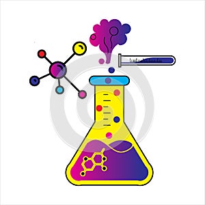 Laboratory glassware or beaker equipment isolated on white background. Experiment flasks.