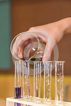 Chemical reaction - experiment school