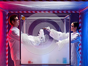 Chemical reactions in sterile chamber