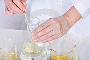 Chemical reagent pouring and mixing, Laboratory and science experiments, Formulating the chemical