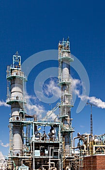 Chemical Refinery Plant Smokestack Tower Pipeline