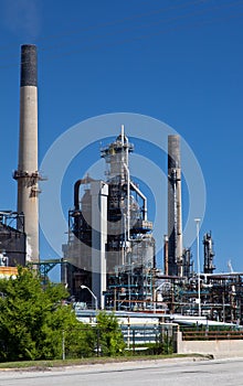 Chemical Refinery Plant Smokestack Tower Pipeline