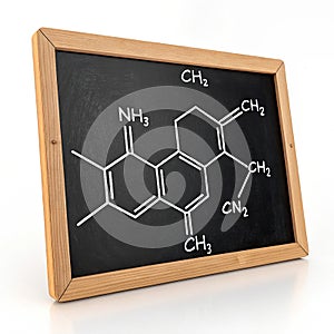 Chemical structure diagram on blackboard