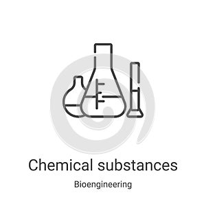 chemical substances icon vector from bioengineering collection. Thin line chemical substances outline icon vector illustration.