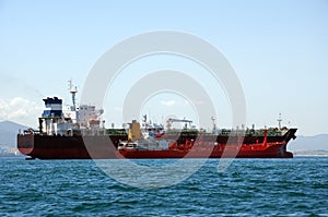 Chemical tanker being refuelled