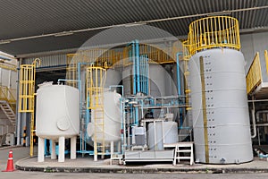 Chemical tanks ,feeding pipes ,valves ,pump and supports in  Chemical Treatment plant