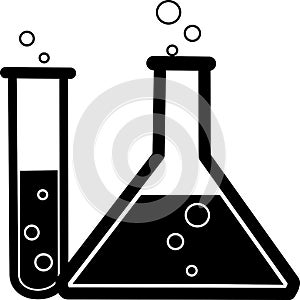 Chemical test tube pictogram icon. Laboratory glassware or beaker equipment. Experiment flasks. Trendy modern vector symbol. Simpl