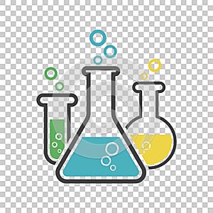 Chemical test tube pictogram icon. Laboratory glassware or beaker equipment isolated on isolated background. Experiment flasks. T