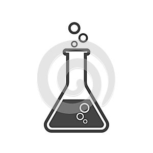 Chemical test tube pictogram icon. Laboratory glassware or beaker equipment isolated on white background. Experiment flasks.