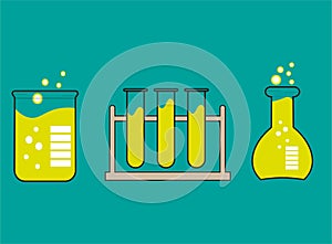 Chemical Test tube rack of lab equipment for science experiment vector drawing