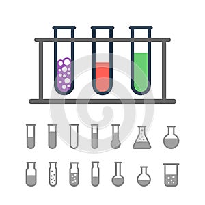 Chemical test tubes icons