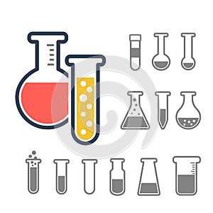 Chemical test tubes icons