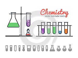 Chemical test tubes icons