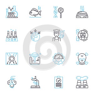 Chemical transformation linear icons set. Reactivity, Conversion, Reaction, Metabolism, Conversion, Catalysis, Synthesis photo