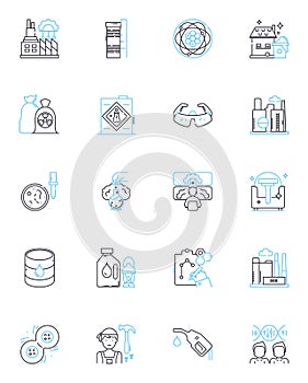 Chemical transformation linear icons set. Reactivity, Conversion, Reaction, Metabolism, Conversion, Catalysis, Synthesis photo