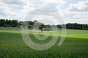 Chemical treatment spray pesticide on field