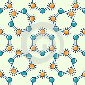 Chemical vector seamless pattern in flat style
