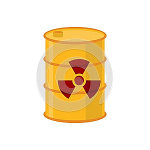 Chemical waste yellow barrel. Toxic refuse keg. Poisonous liquid