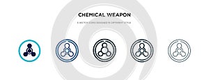 Chemical weapon icon in different style vector illustration. two colored and black chemical weapon vector icons designed in filled