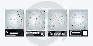 Chemist connection structure. Vector background with molecule structure. Layout template design for leaflet, powerpoint