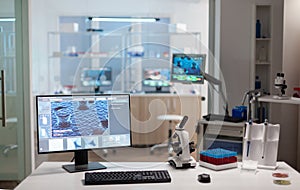 Chemist laboratory with nobody in it modernly equipped