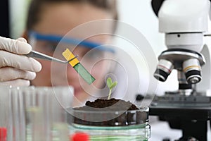 Chemist in protective glasses