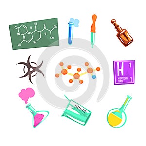 Chemist Scientist And Chemical Science Related Icons And Laboratory Experimental Equipment