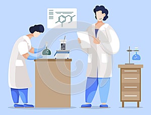 Chemist Student and Professor in Laboratory Vector