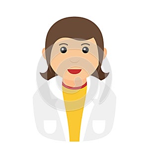 Chemist Woman Avatar Flat Icon on White