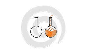 Chemistry beakers with Erlenmeyer flask