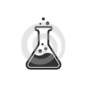 Chemistry beakers sign icon in flat style. Flask test tube vector illustration on white isolated background. Alchemy business