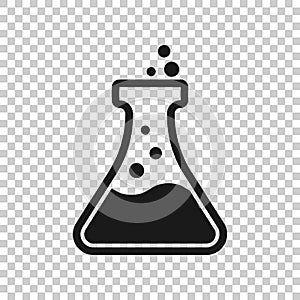 Chemistry beakers sign icon in transparent style. Flask test tube vector illustration on isolated background. Alchemy business